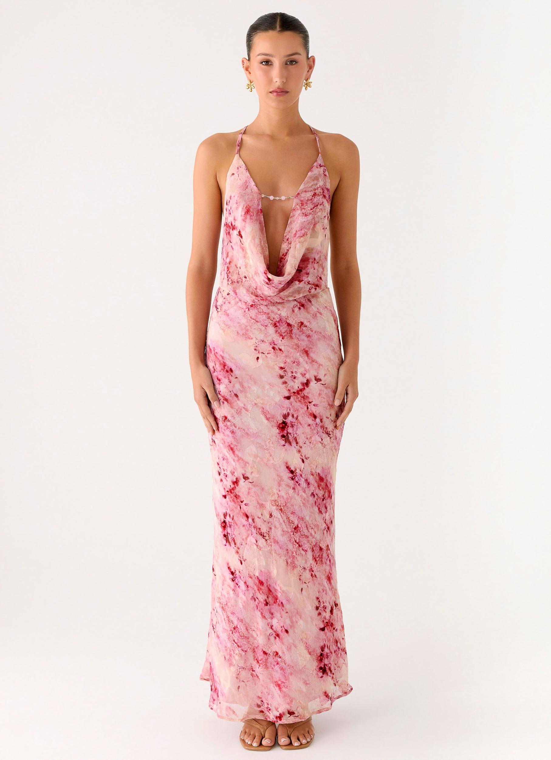 Pure Heart Cowl Maxi Dress - Pink Product Image