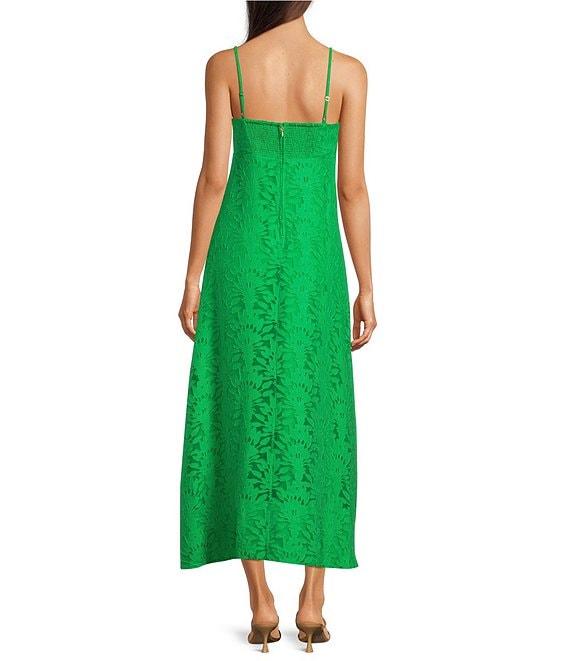 Lilly Pulitzer Sarahlynne Stacked Palm Burnout Sweetheart Tie Neck Sleeveless Maxi Dress Product Image