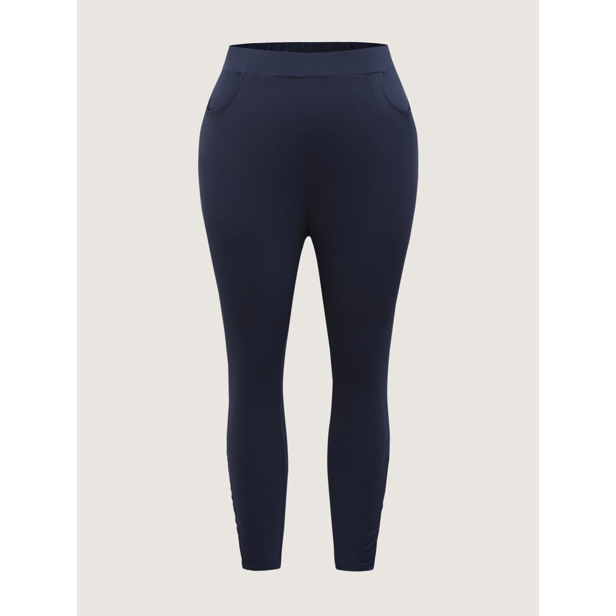 Plus Size Supersoft Waist Drawstring Skinny-Fit Jeans Women Denimblack Leisure Elastic Waist High stretch Slanted pocket Jeans BloomChic 24/3X Product Image