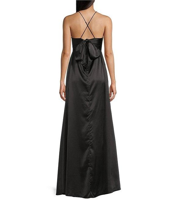 B. Darlin Cowl Neck Front Pleated Spaghetti Strap Dress Product Image