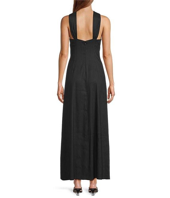 Antonio Melani Bronwyn Linen Blend Halter Neck Sleeveless A-Line Maxi Dress Product Image
