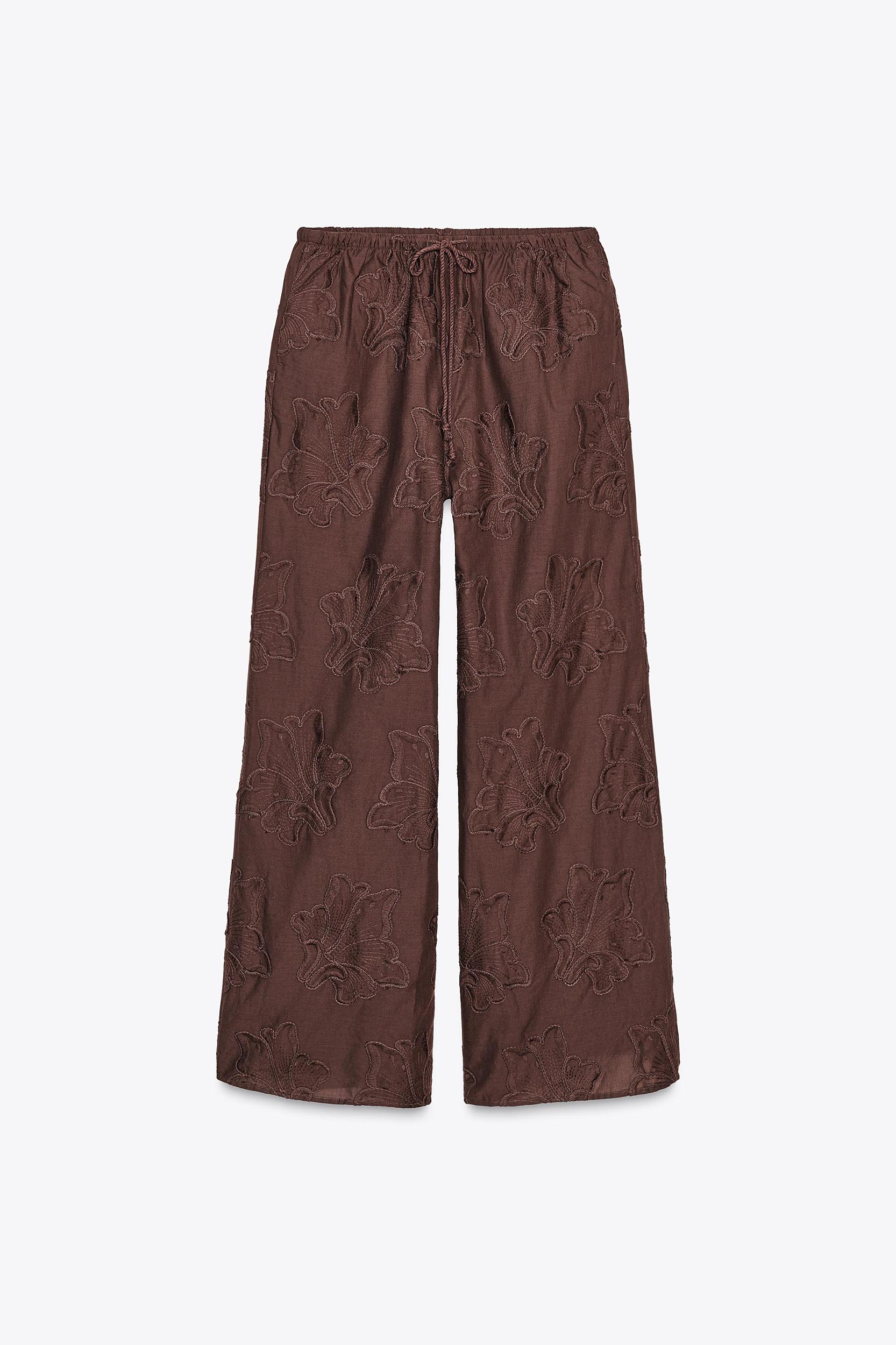 EMBROIDERED PAJAMA PANTS ZW COLLECTION Product Image