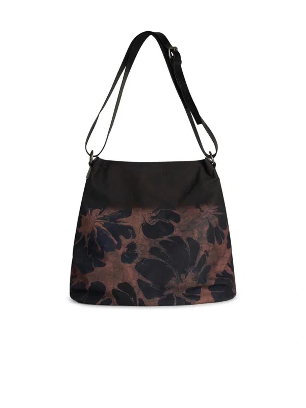 DRIES VAN NOTEN Mens Rust Floral-print Cotton Shoulder Bag Product Image