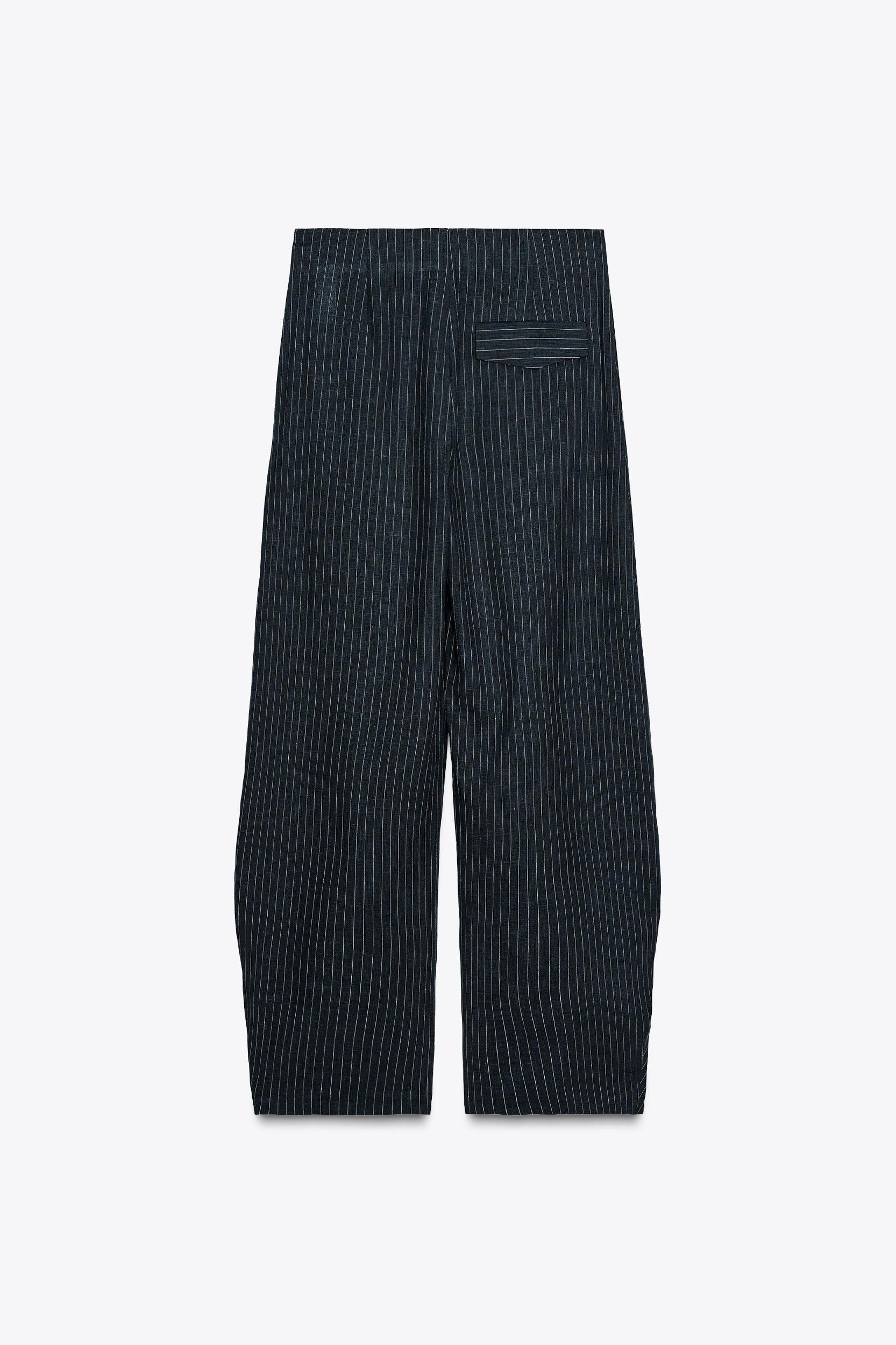 ZW COLLECTION STRIPED LINEN BALLOON PANTS Product Image