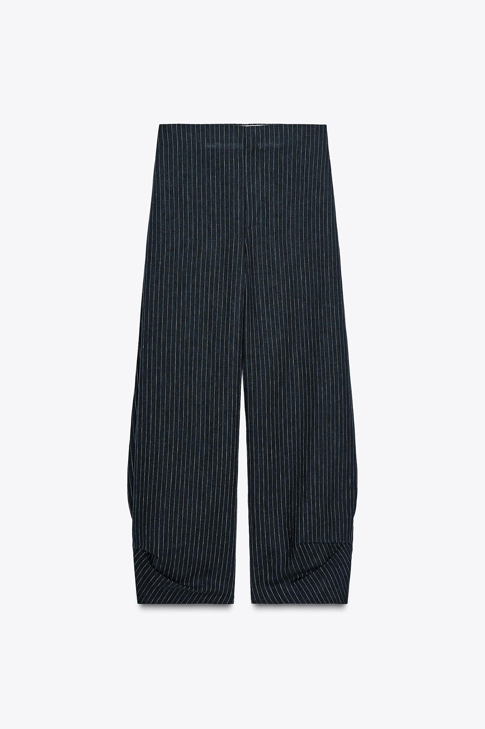 ZW COLLECTION STRIPED LINEN BALLOON PANTS Product Image