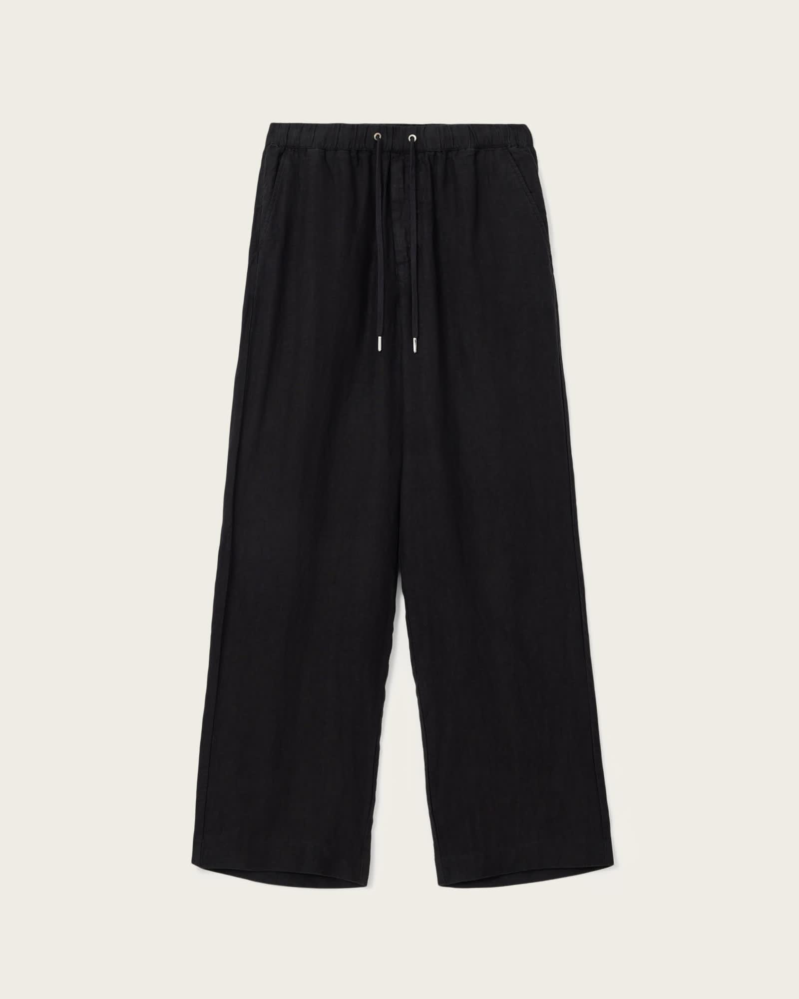 Sharp Straight Leg Linen Pants SHADED BLACK | ALLSAINTS US Product Image