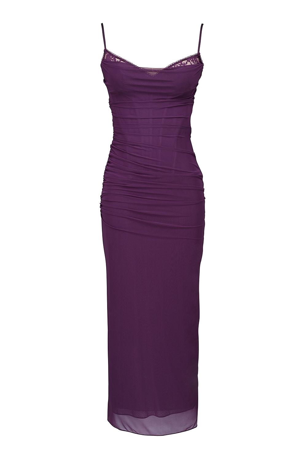 Nalini  grape mesh corset maxi dress Product Image