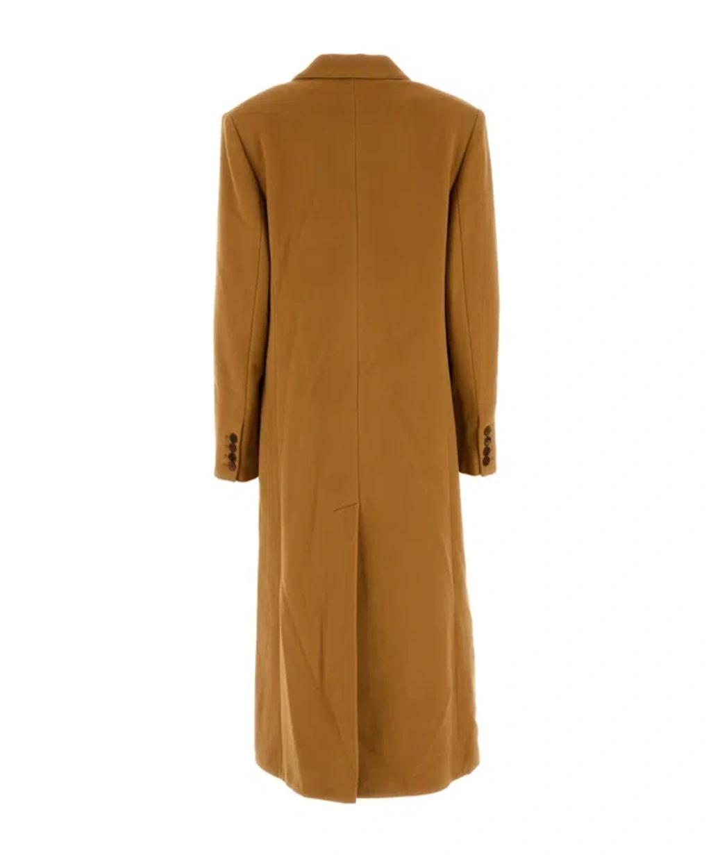 ISABEL MARANT Long Wool Blend Coat With Notched Lapels In Brown Product Image