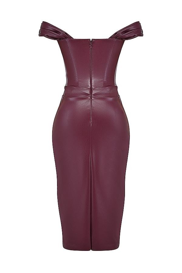 Raven  mulberry vegan leather corset dress - sale Product Image