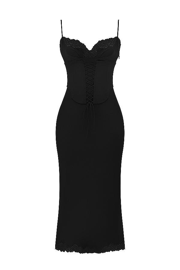 Salma  black satin slip dress Product Image