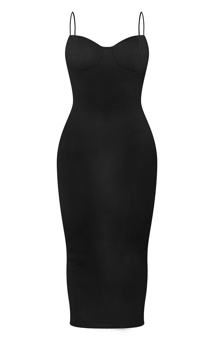 Shape Black Plisse Strappy Cup Detail Midaxi Dress Product Image