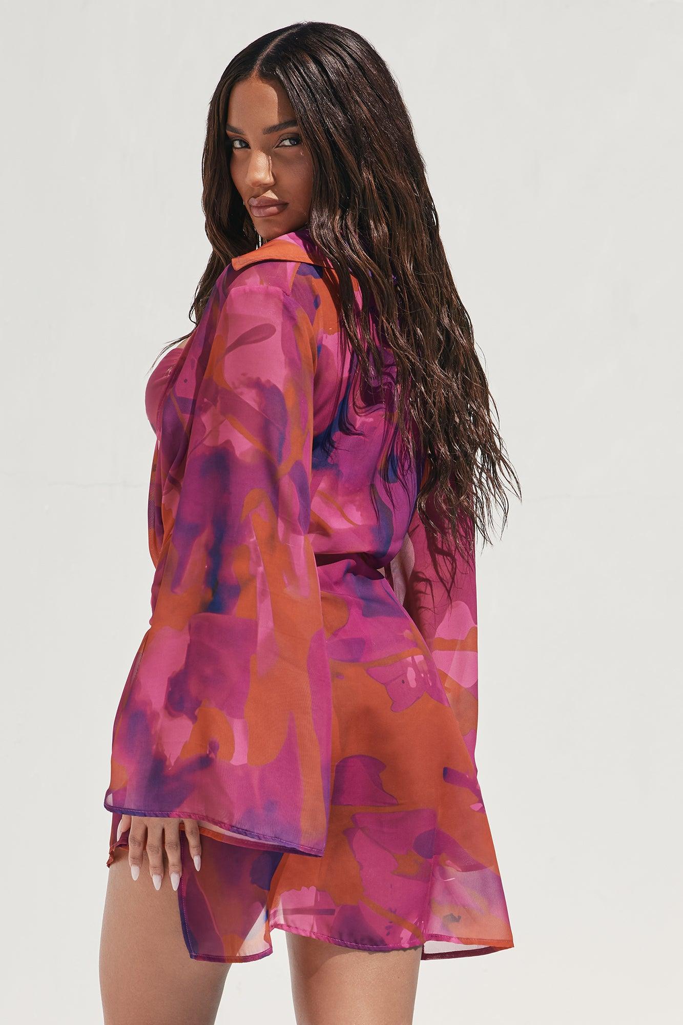 Yacht Babe Cover Up - Red/combo Product Image