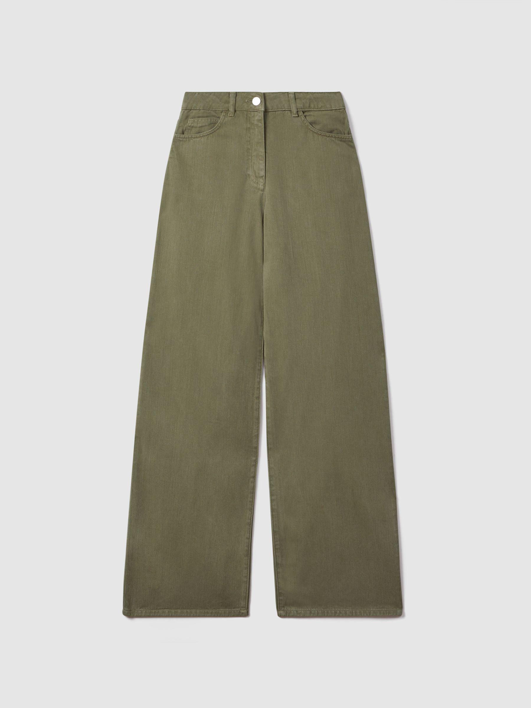 Garment Dyed Wide Leg Trousers in Khaki Product Image