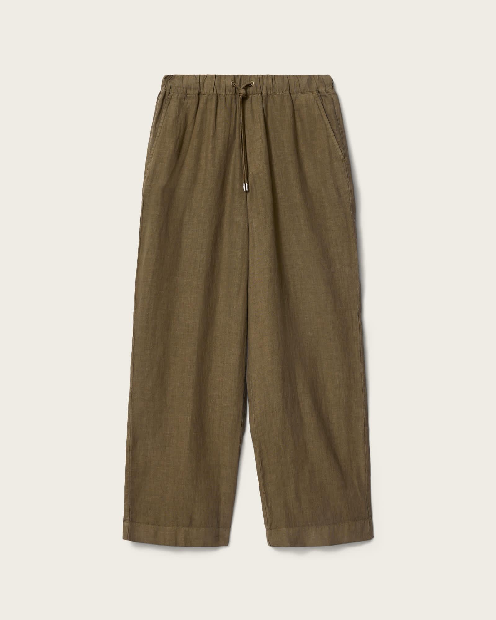 Sharp Straight Leg Linen Pants TRAVERSE BROWN | ALLSAINTS US Product Image