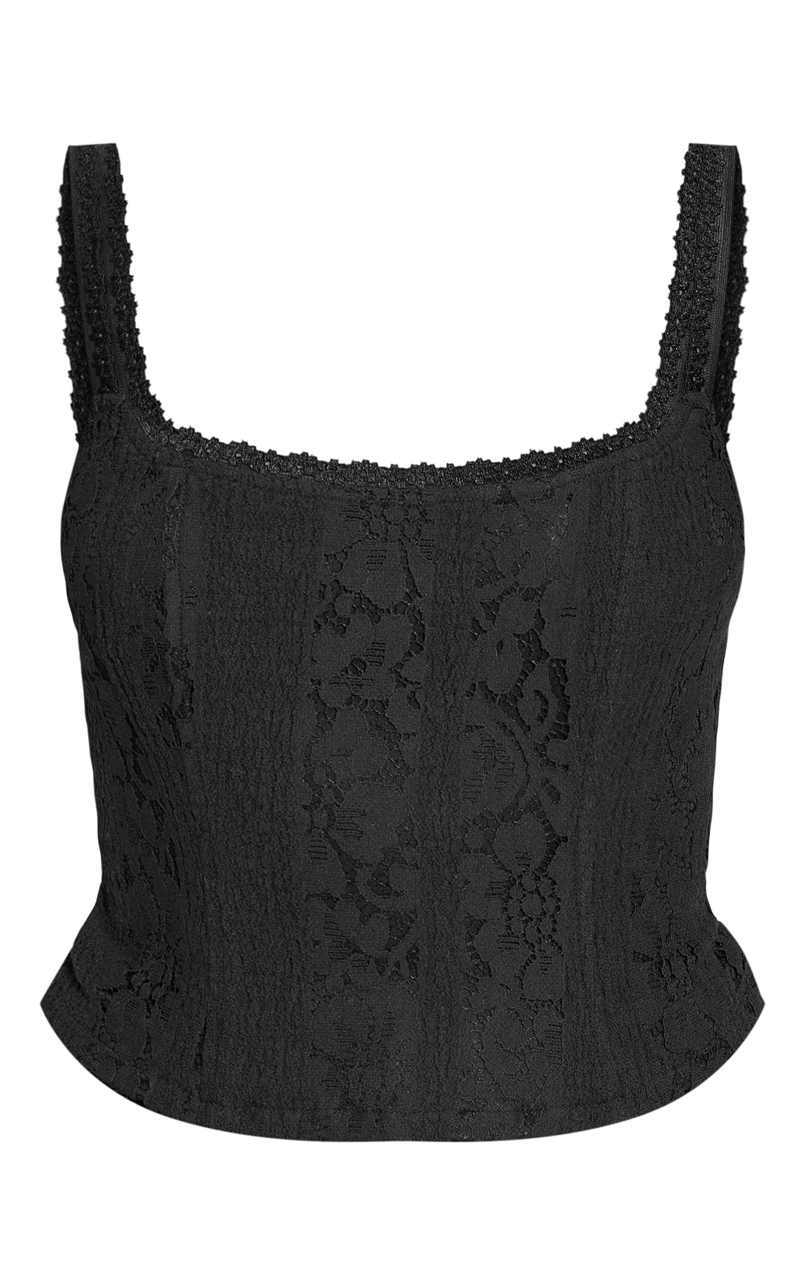 Black Lace Detail Strappy Cropped Corset Top Product Image