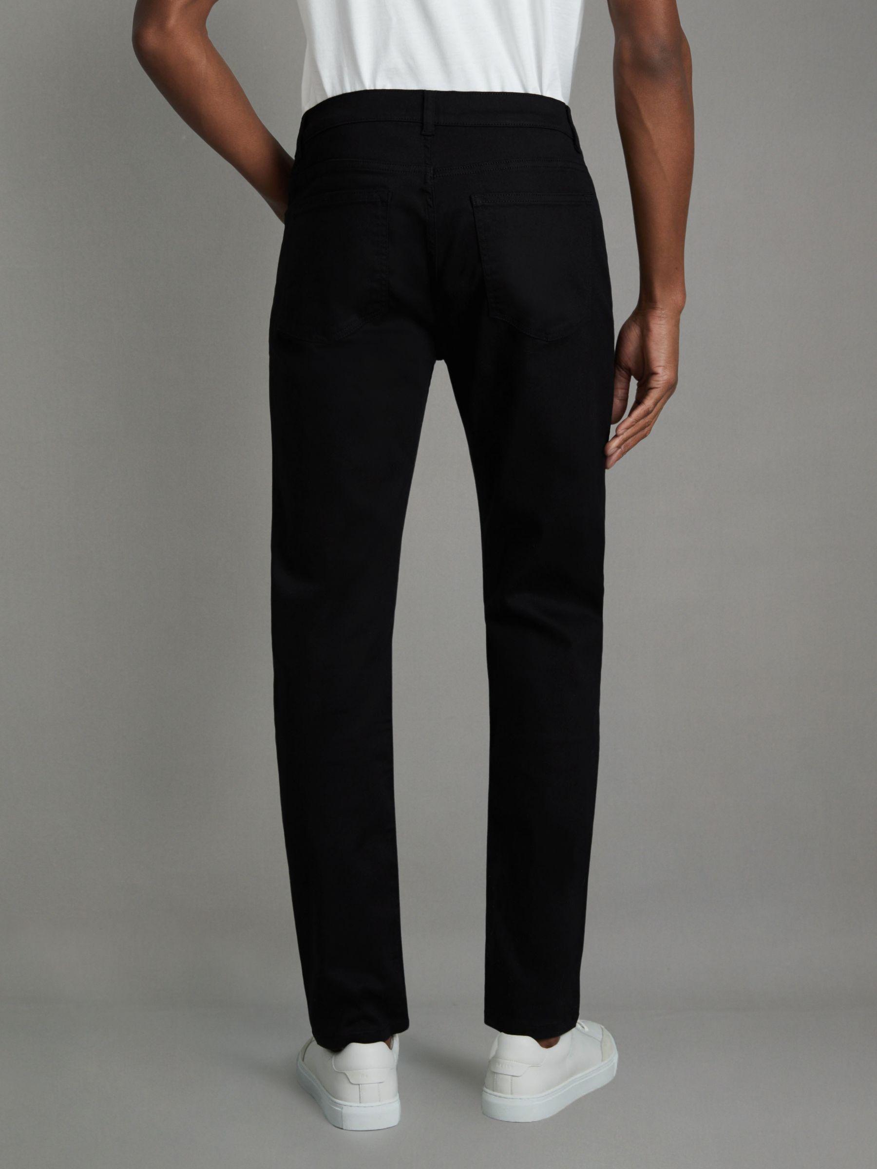 Tapered Slim Fit Jersey Jeans in Black Product Image