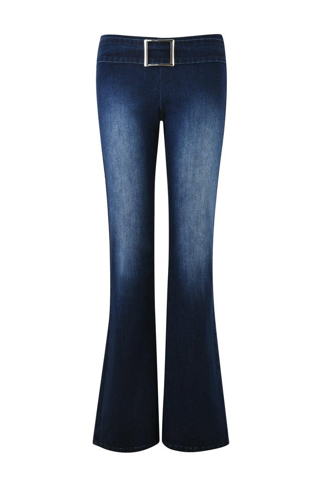 SHARAH DENIM PANT - BLUE : DARK BLUE DENIM Product Image