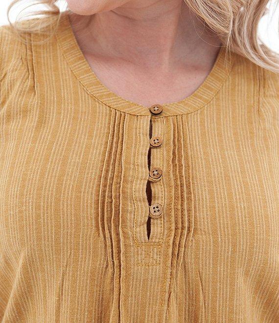 Aventura Breeze Striped Crew Neckline Sleeveless Button Front Tank Product Image