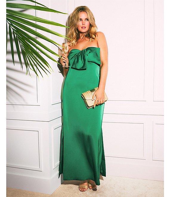 Lilly Pulitzer Carlynn Satin Bow Strapless Side Slit Maxi Dress Product Image