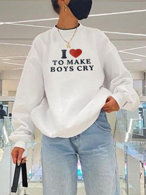 Simple Letter Print Pull Over Sweatshirt Product Image