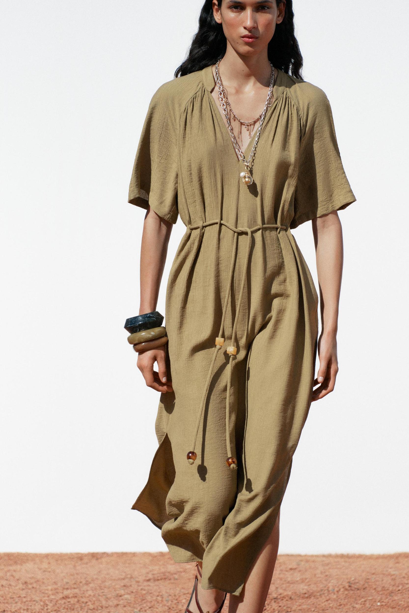 BEADED BELT MIDI DRESS Product Image