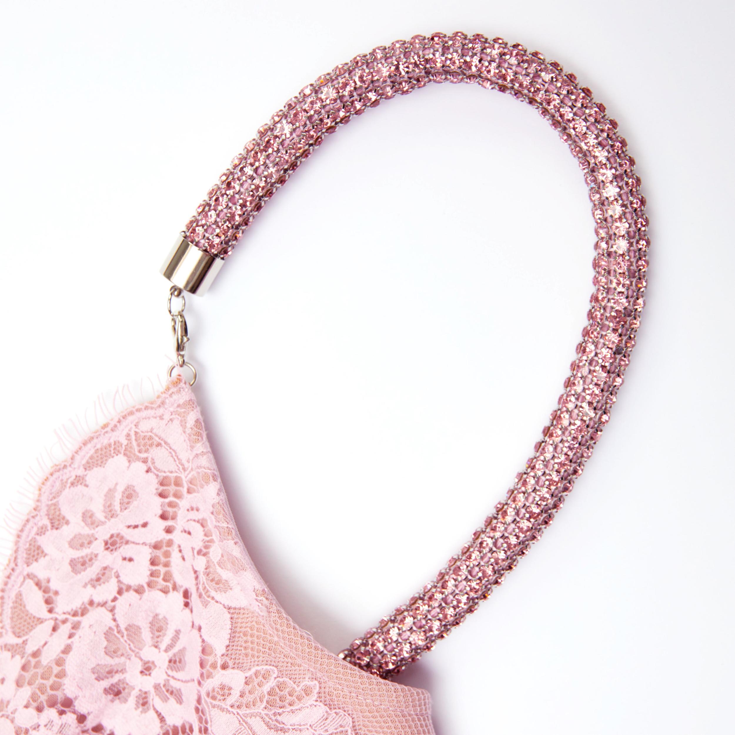 Pink Lace Satin Mini Dress Product Image