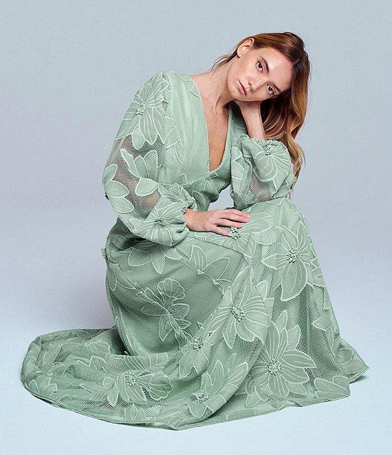 CIEBON Sarilla Crochet Effect V-Neck Long Sleeve Maxi Dress Product Image