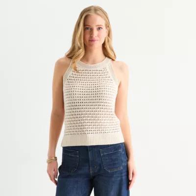 a.n.a Crochet Womens Crew Neck Sleeveless Pullover Sweater Product Image