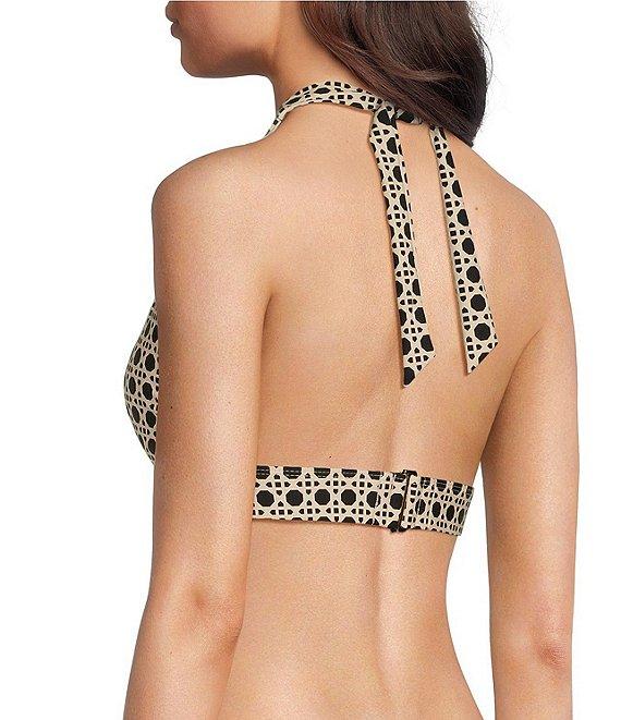 Alex Marie Signature Sculpt Geo Lattice Banded Triangle Halter Bralette Swim Top Product Image