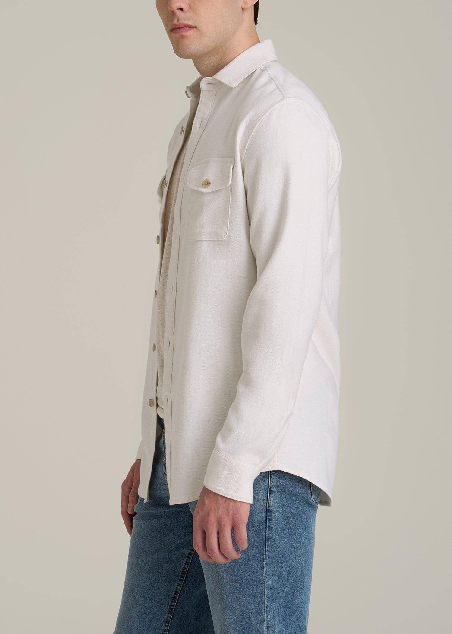 Everyday Comfort Terry Overshirt for Tall Men in White Swan Male Product Image