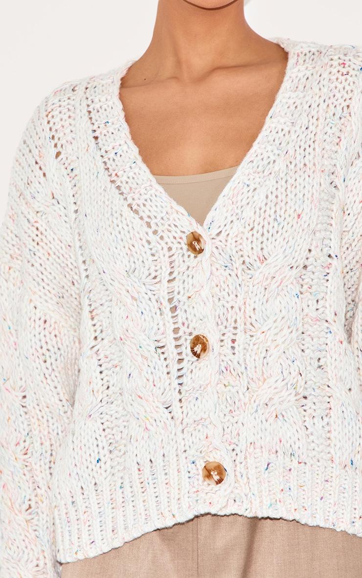 Cream Space Dye Chunky Knit Cardigan Product Image