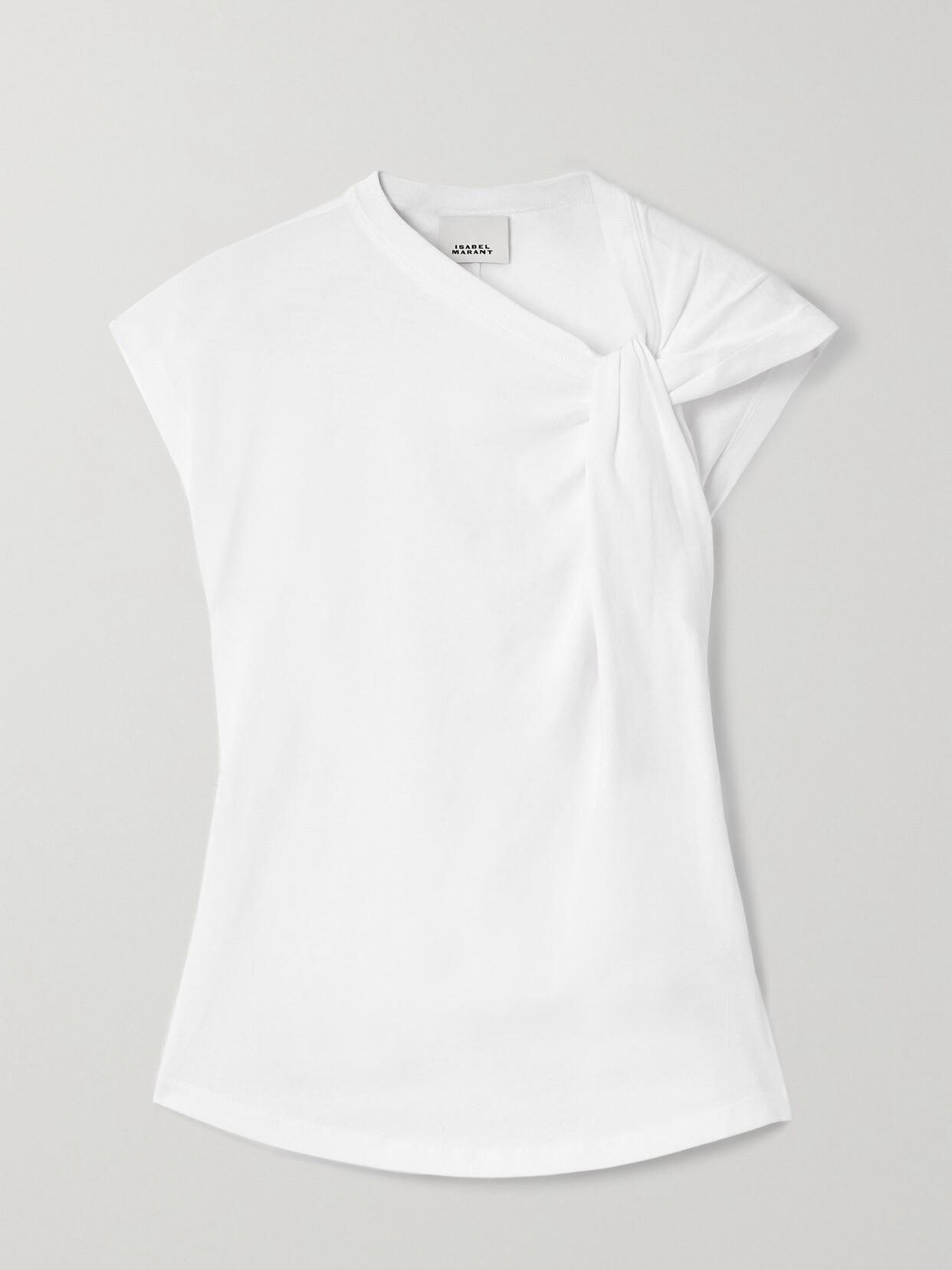 ISABEL MARANT Cap Sleeves Knot-detail Cotton Top In White Product Image
