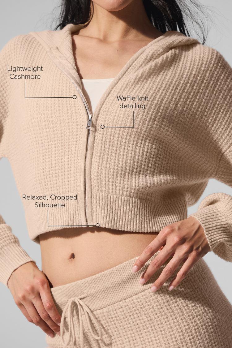 Cashmere Plush Waffle Full Zip Hoodie - Macadamia Blush Female Product Image