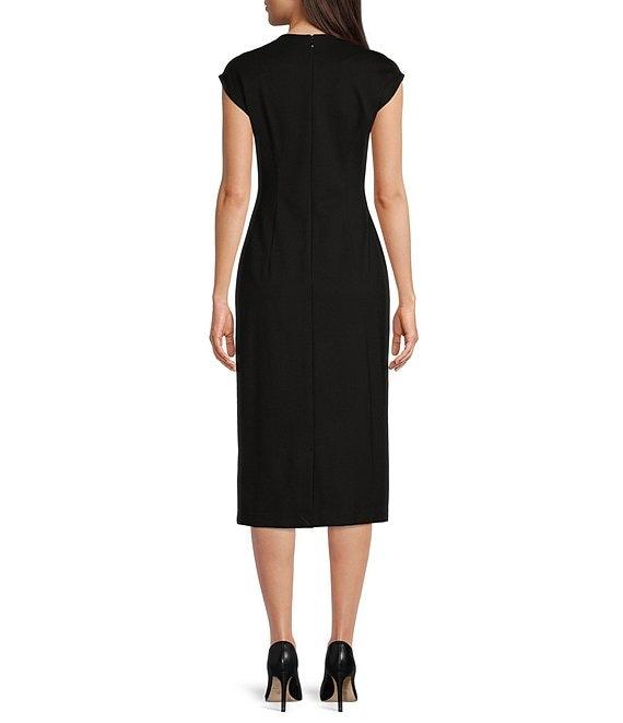 Calvin Klein Ponte Round Neck Cap Sleeve Sheath Dress Product Image