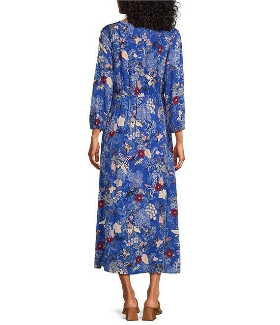 Nurture by Westbound V-Neck Floral Maxi Front Slit Elbow Sleeve Dress Product Image