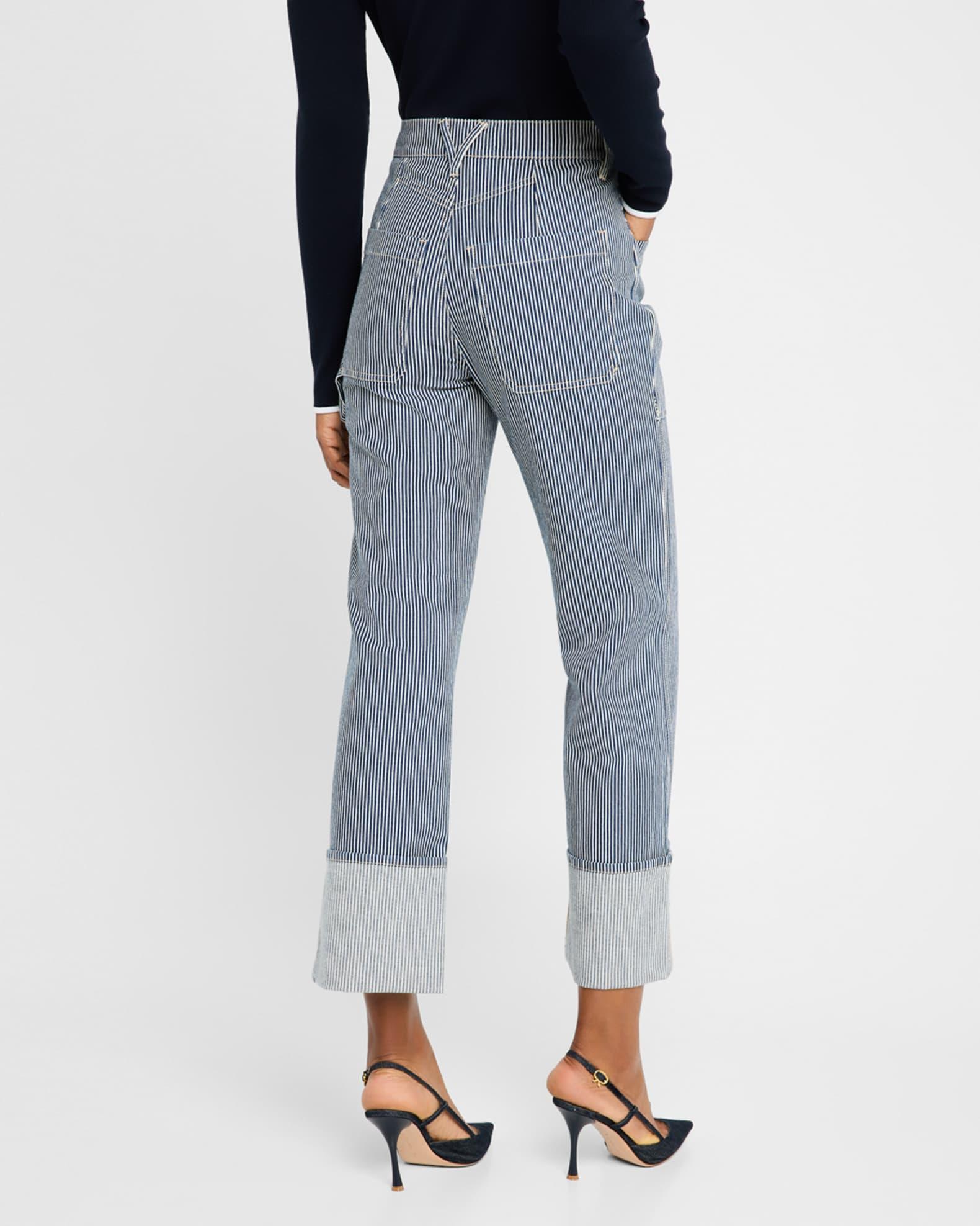 Dylan High-Rise Straight Cuffed Jeans Product Image