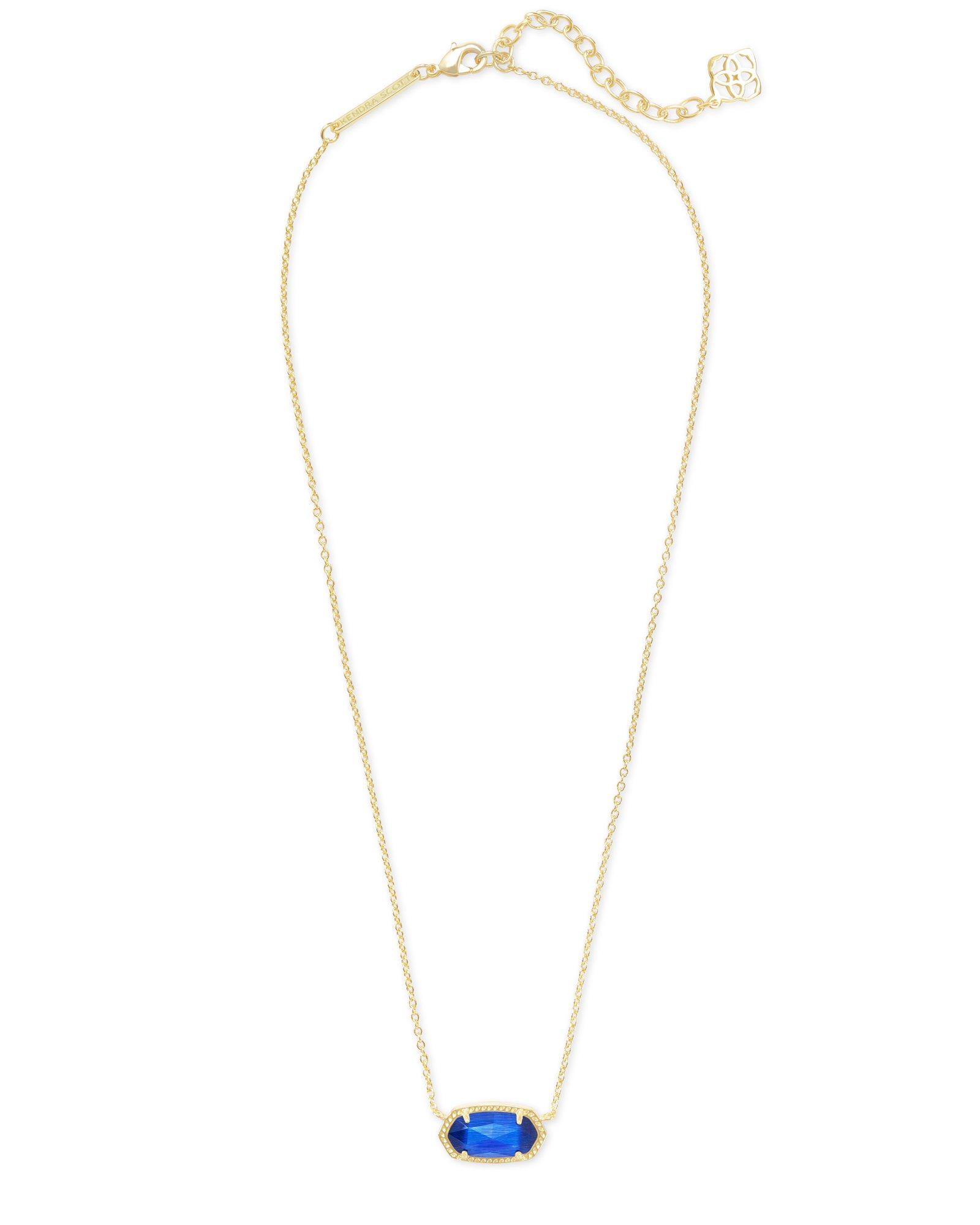 Elisa Gold Pendant Necklace in Cobalt Cat's Eye Product Image