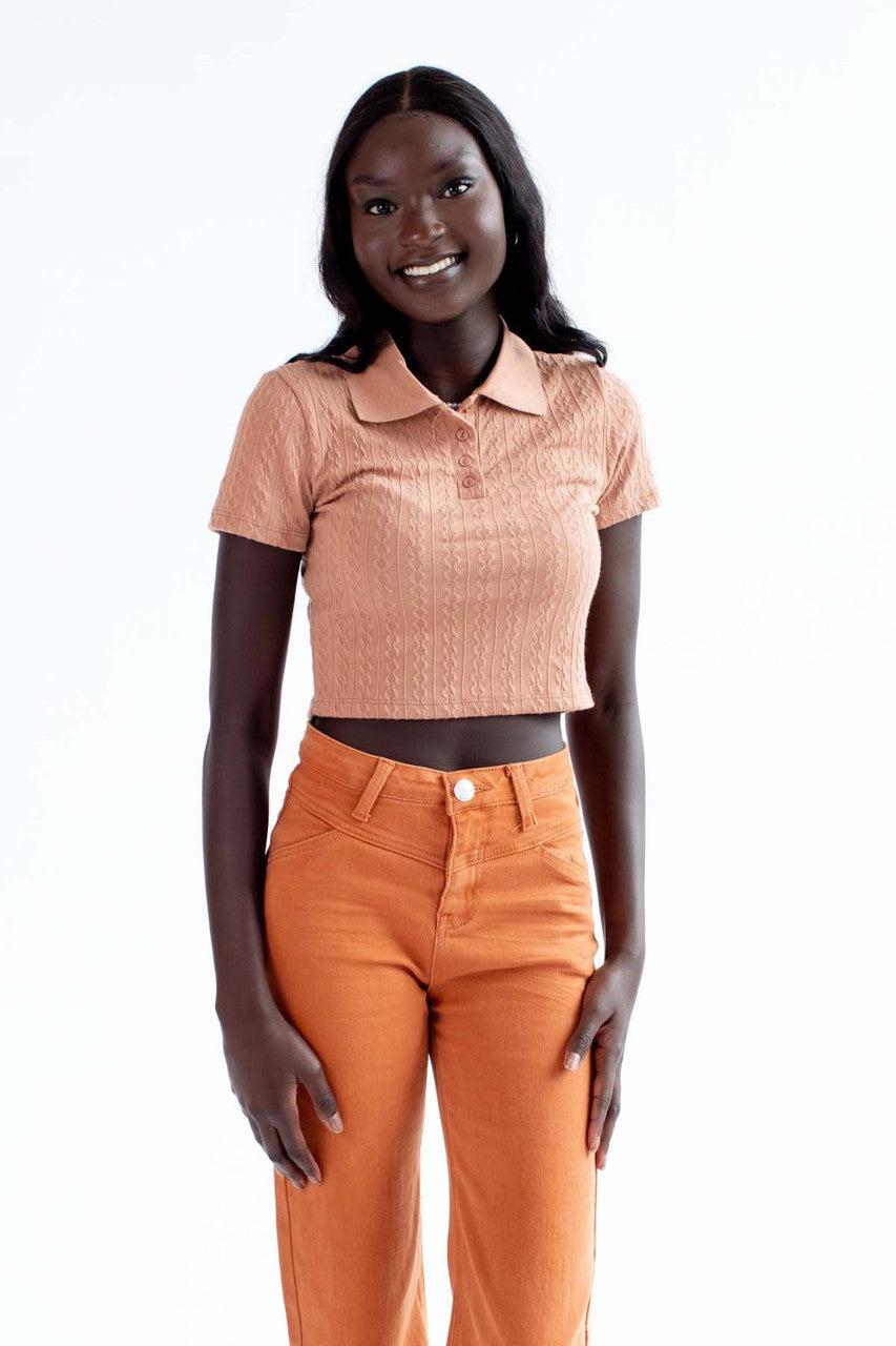 Chocolate Cable Knit Polo Product Image