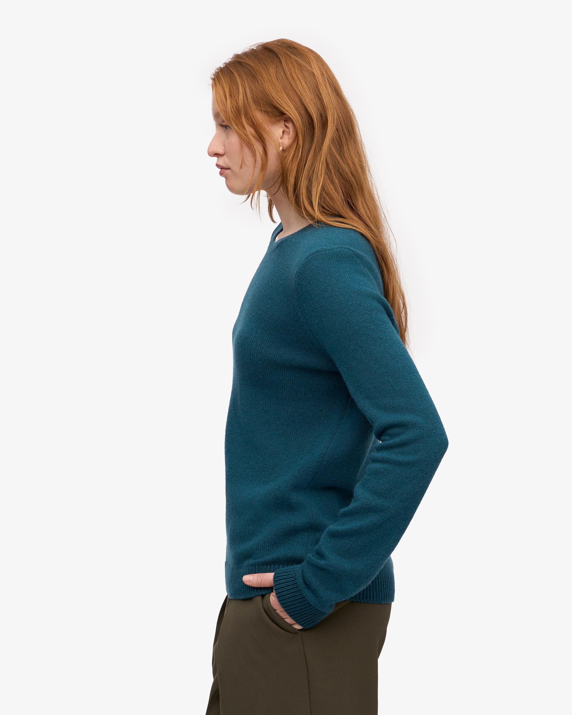 Women Classic Merino Wool Crew - Ocean Green Product Image