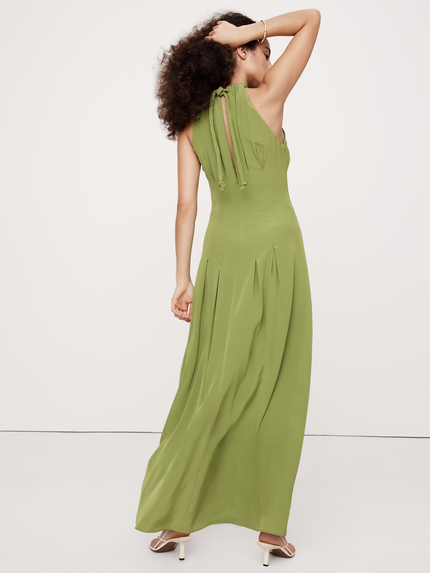 Matte Silk Halter Maxi Dress Product Image