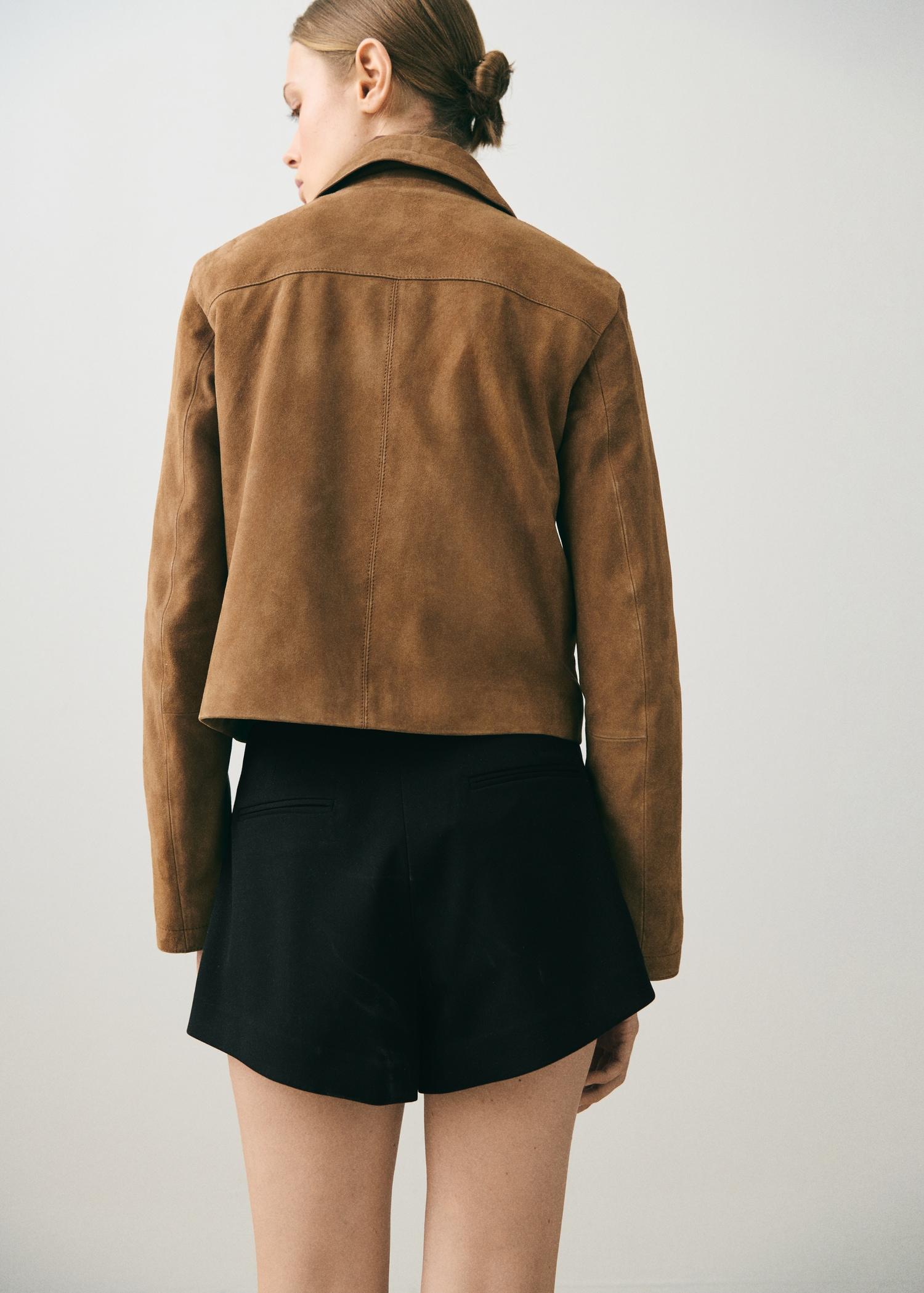 Suede leather jacket - Women | MANGO USA Product Image