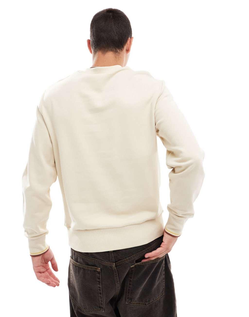 Fred Perry crew neck sweatshirt in light beige Product Image