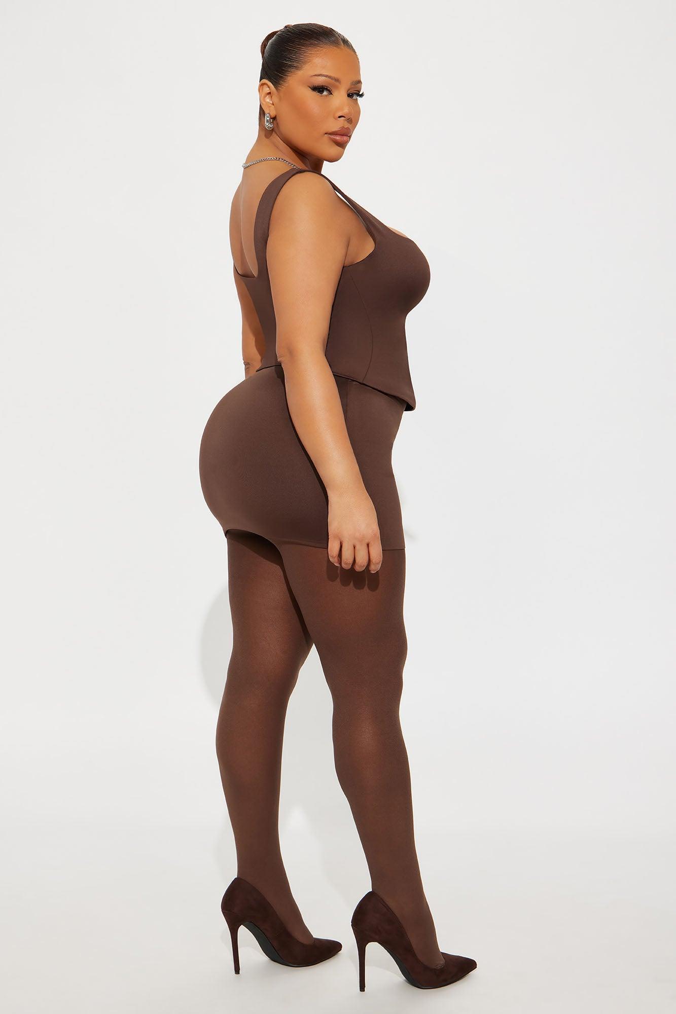 Contour Double Lined Square Neck Tank Top - Chocolate Female Product Image