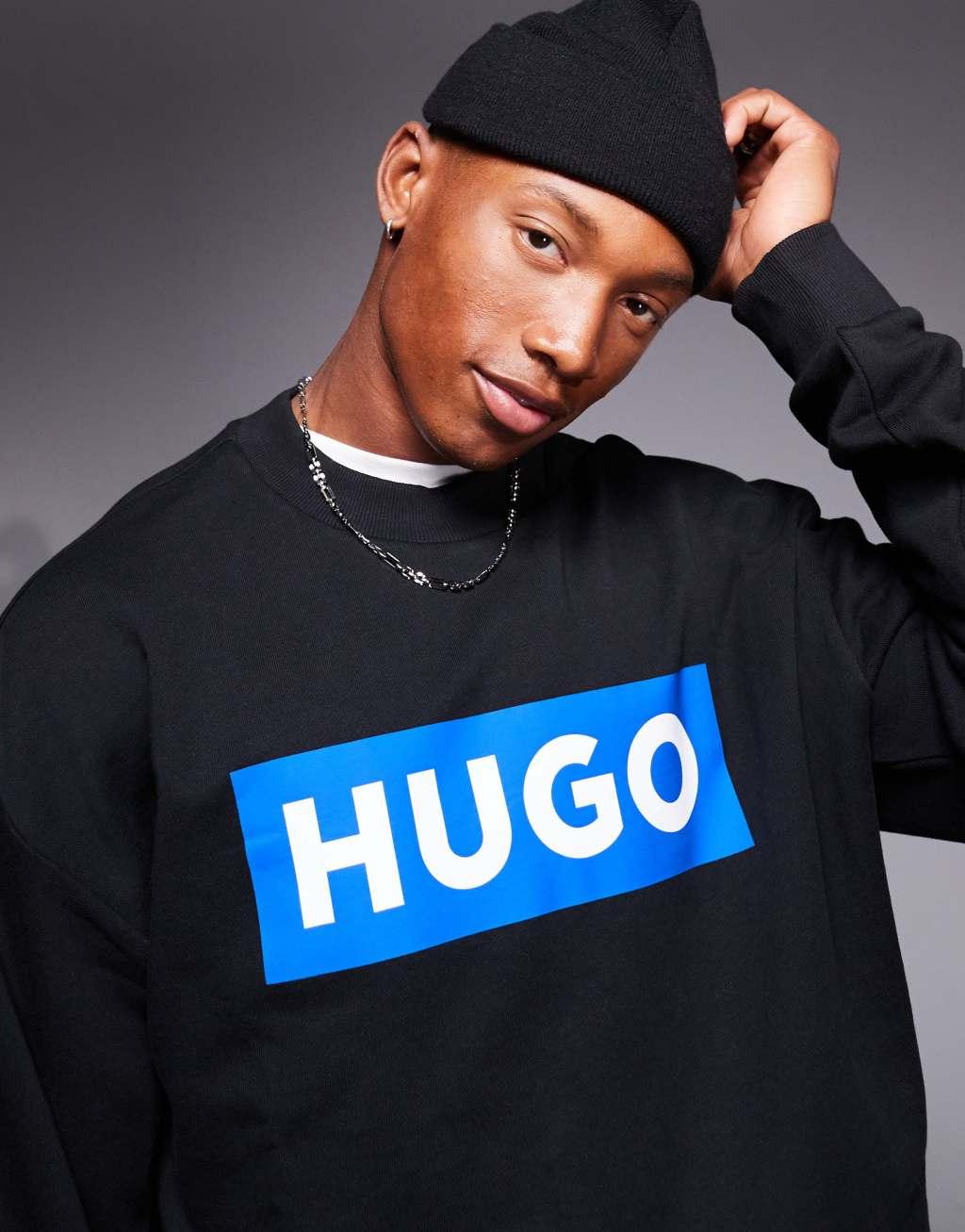 HUGO BLUE Niero central logo sweatshirt in black Product Image