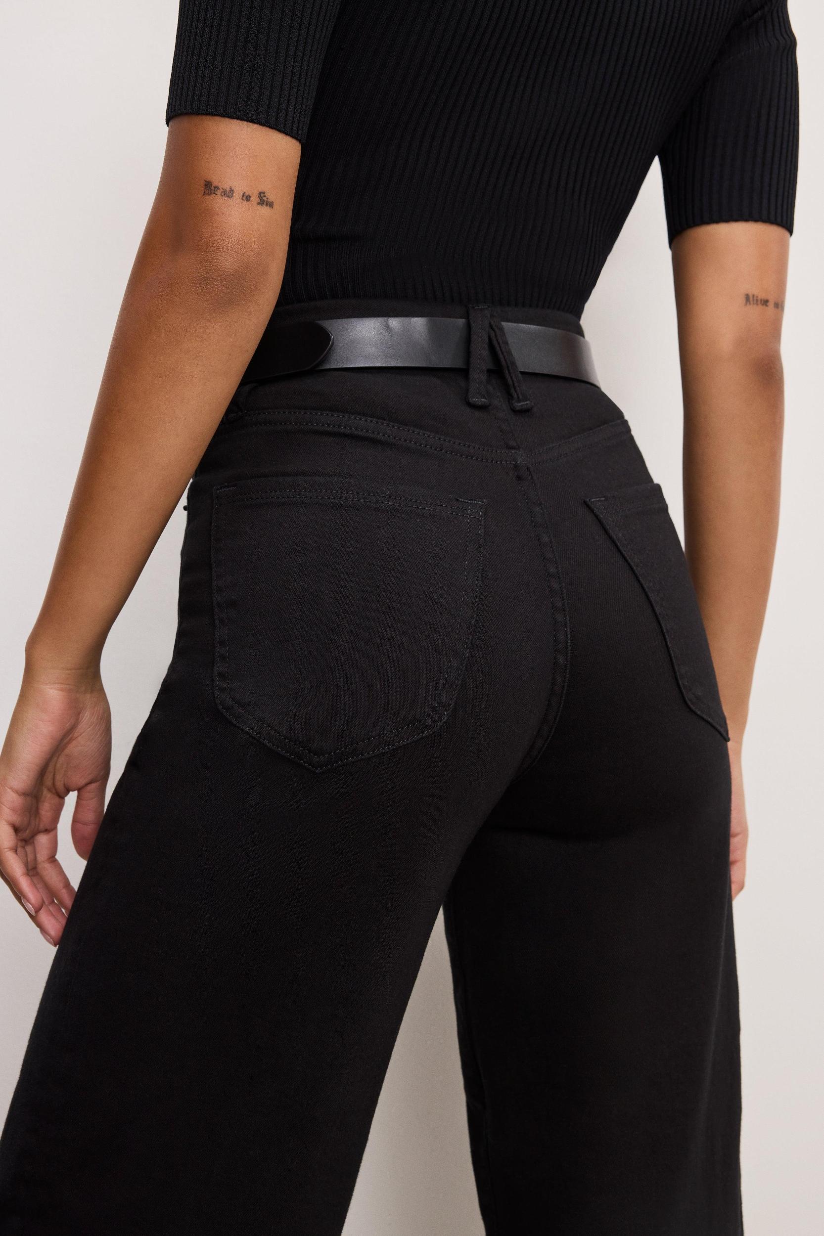 GOOD WAIST CROPPED PALAZZO NEVER FADE JEANS | BLACK001 Product Image