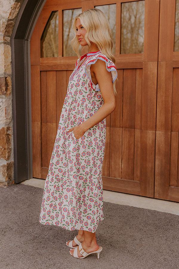 Picnic Ready Floral Midi Dress in Red Product Image