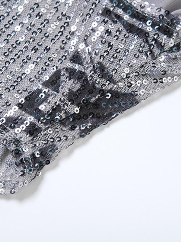 Sequin Eyelet Backless Halter Vest Product Image