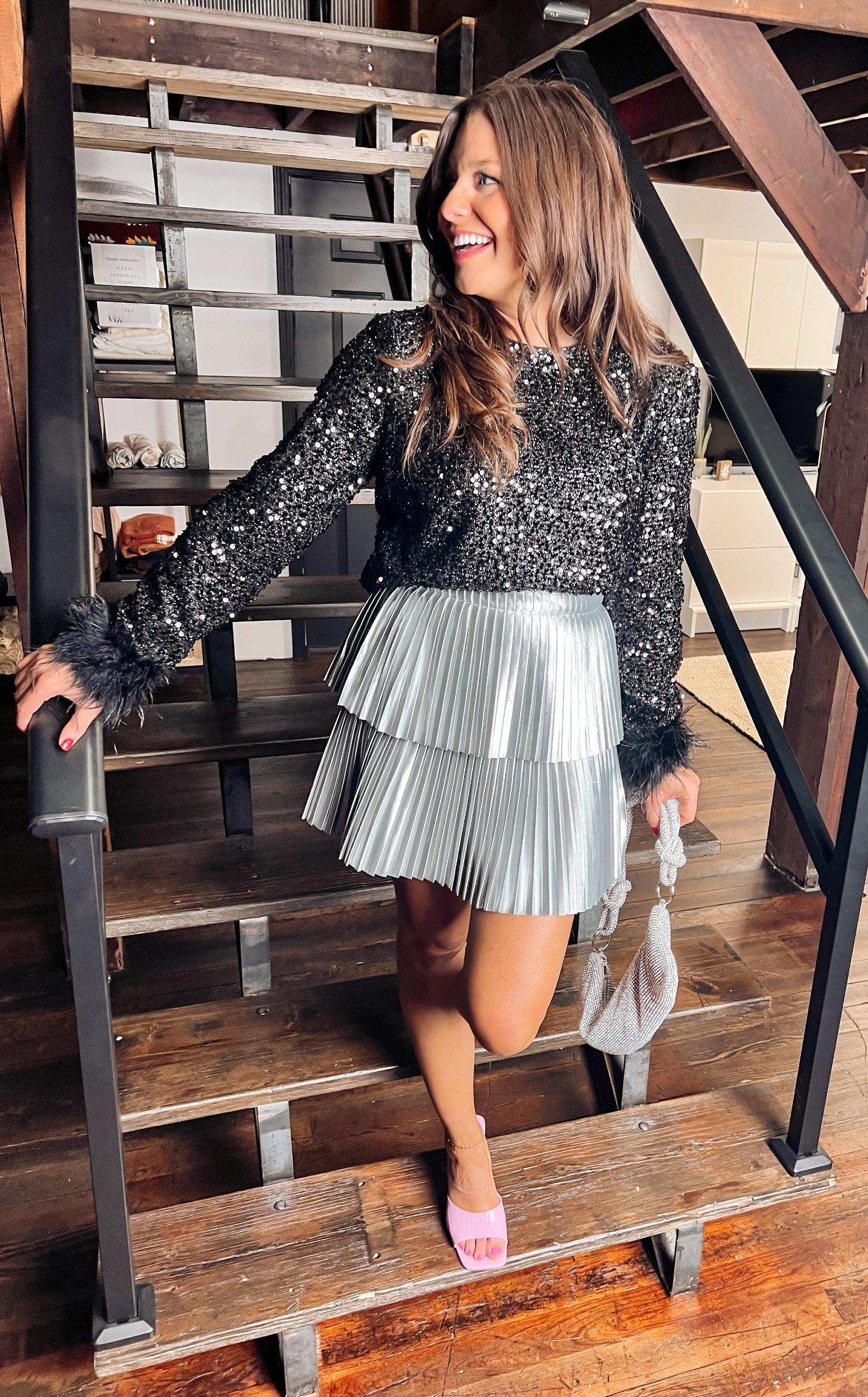 Holiday Party Pleated Mini Skirt Product Image