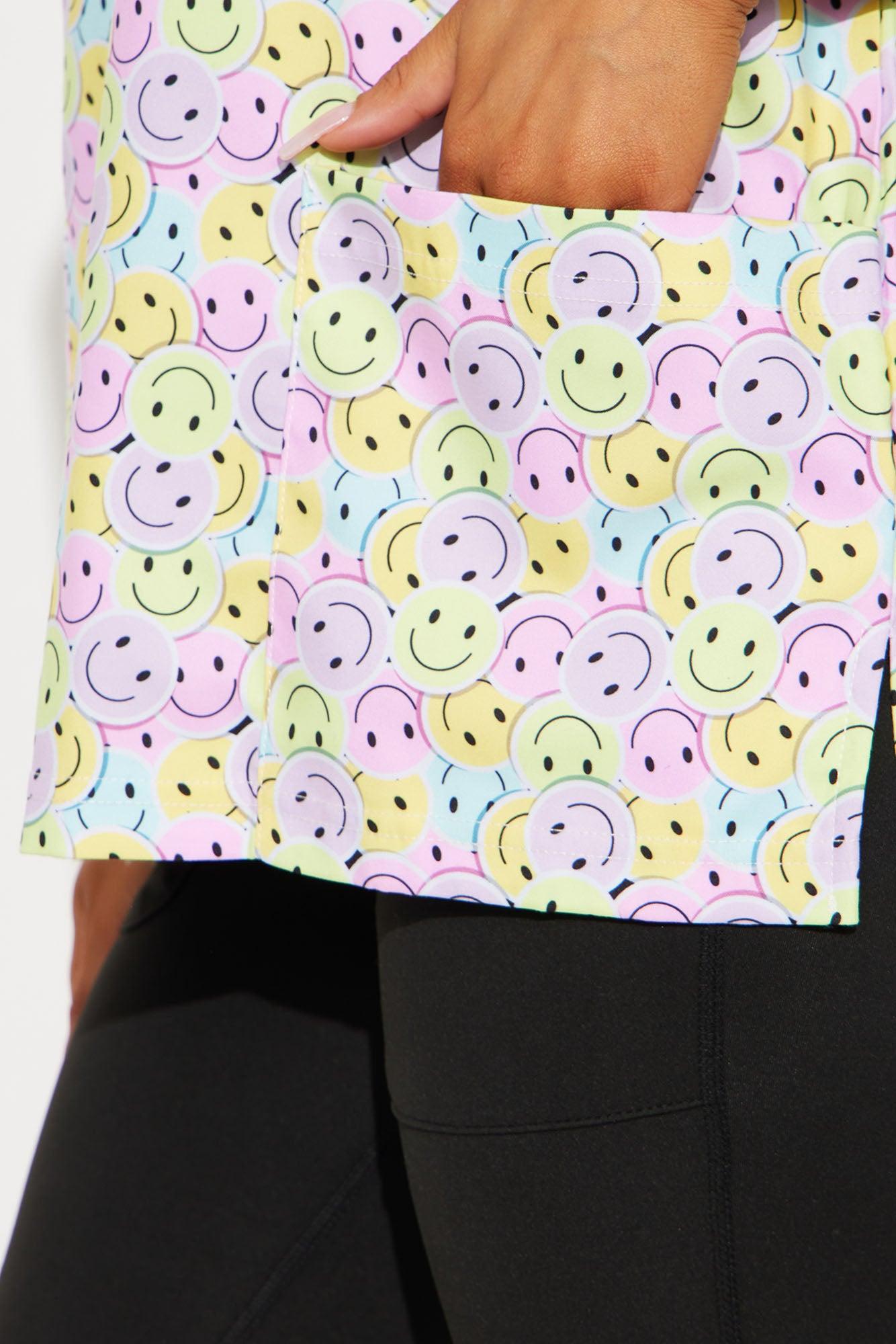 Make You Smile Stretch Uniform Scrub Top - Multi Color Product Image