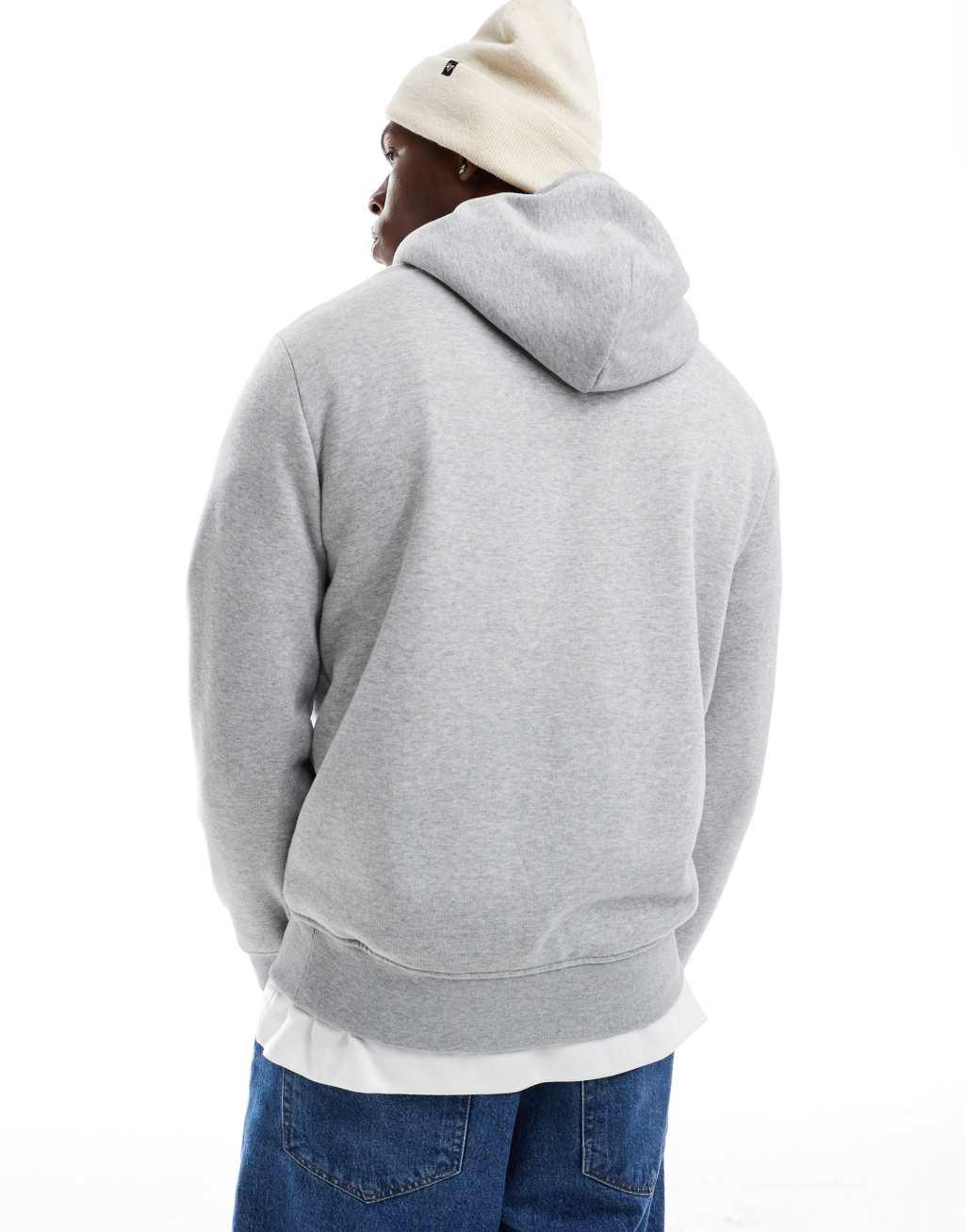 Polo Ralph Lauren chenille applique logo fleece hoodie in heather gray Product Image